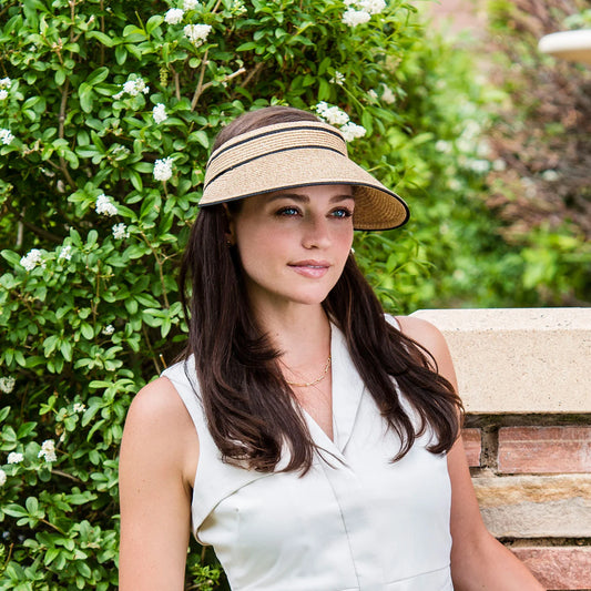 Lily Visor - Beige/Black Stripe